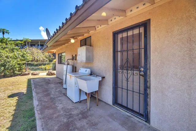 a view of a yard with a tree