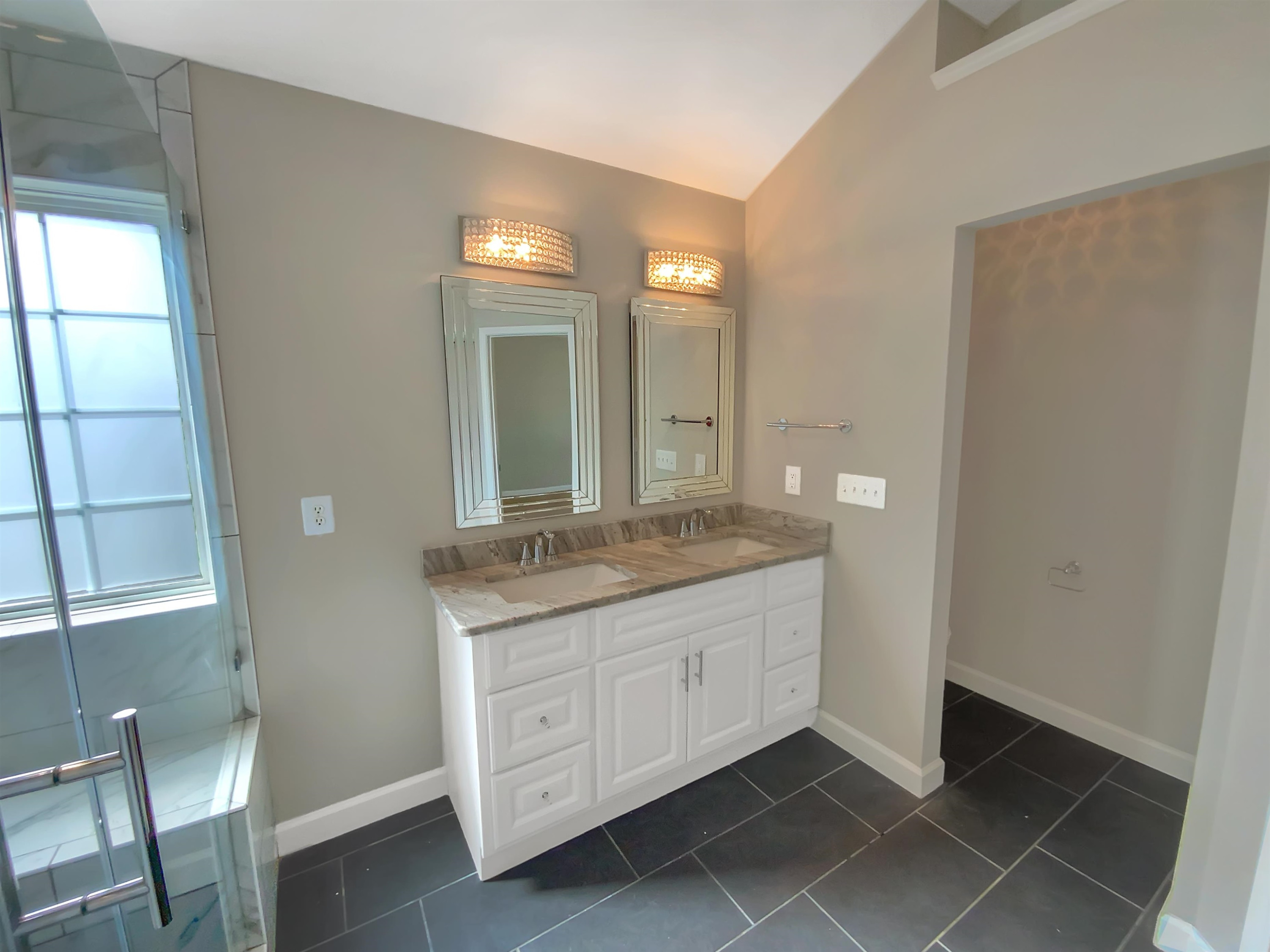 113 Brierridge Drive Apex, NC 27502 - Photo 13 of 20 a bathroom with a granite countertop sink a large mirror and a