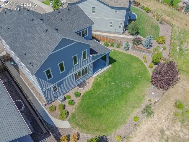 an aerial view of a house