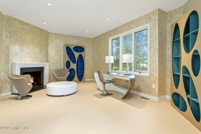 a hallway with windows