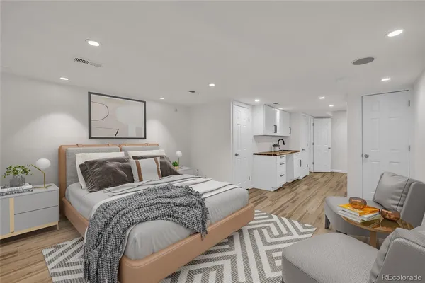 a living room with furniture and a couch