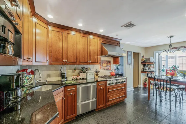 a kitchen with lots of counter top space