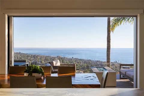 a view of a terrace with city view