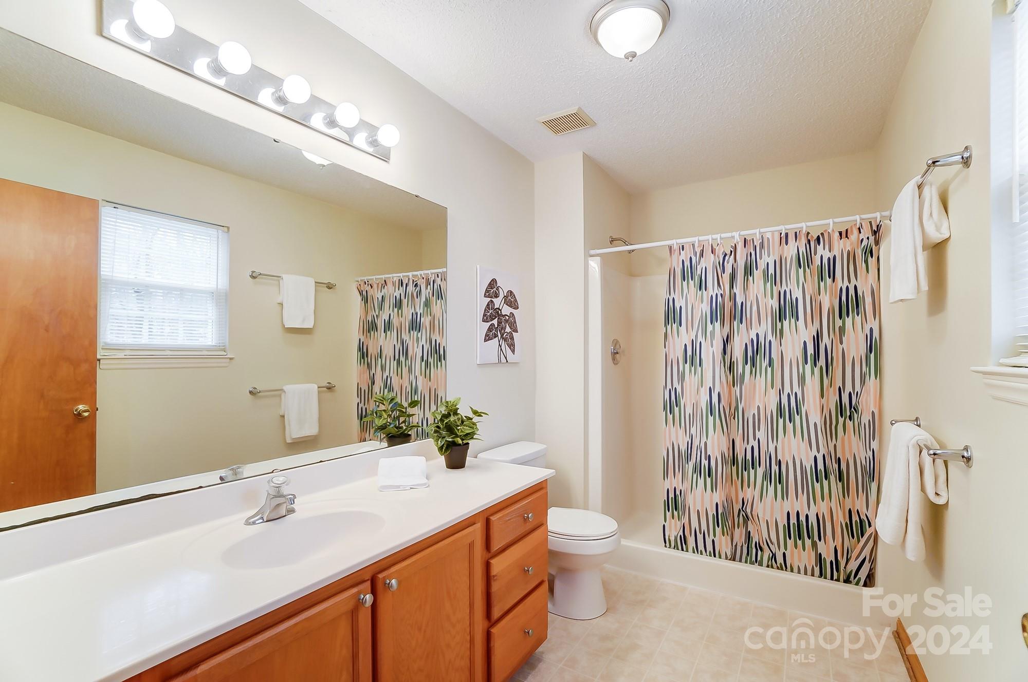 5312 Addison Road Waxhaw, NC 28173 - Photo 23 of 48 a bathroom with a sink a toilet and shower curtain