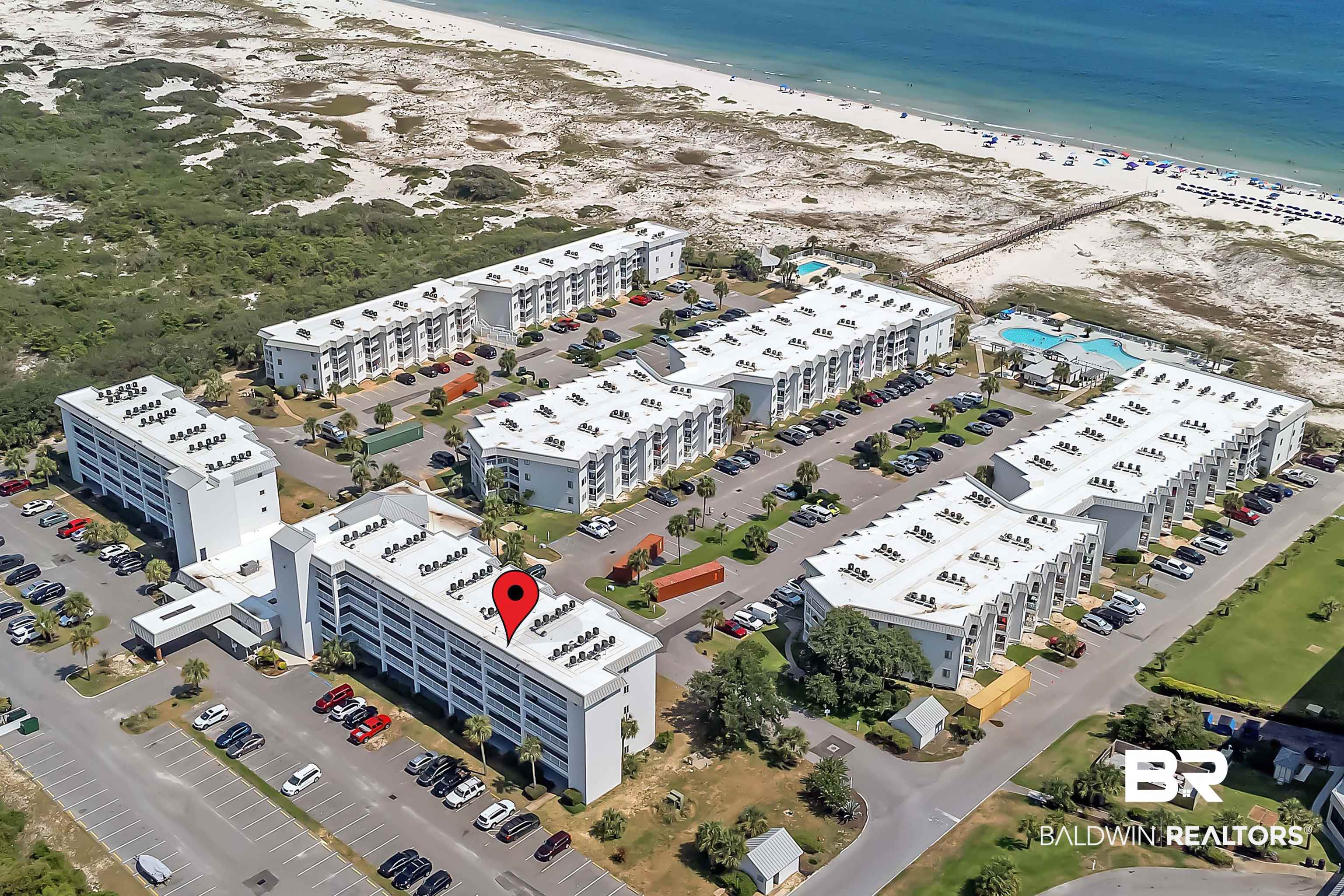 400 Plantation Road, Unit 4112 Gulf Shores, AL 36542 - Photo 2 of 55 Birds eye view of property with a water view and a view of the beach