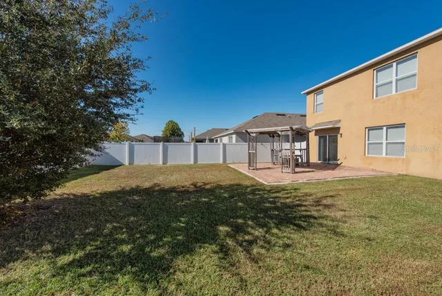 a house view with a backyard space