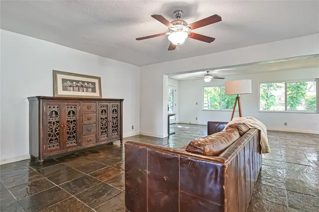 a living room with furniture