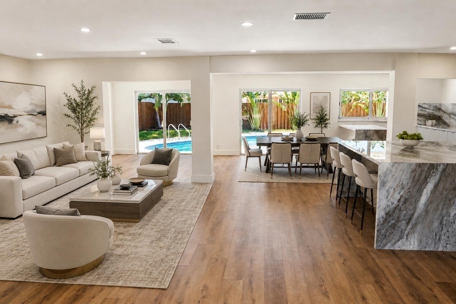 4815 Cleveland Street Hollywood, FL 33021 - Photo 5 of 31 a living room with furniture and a wooden floor