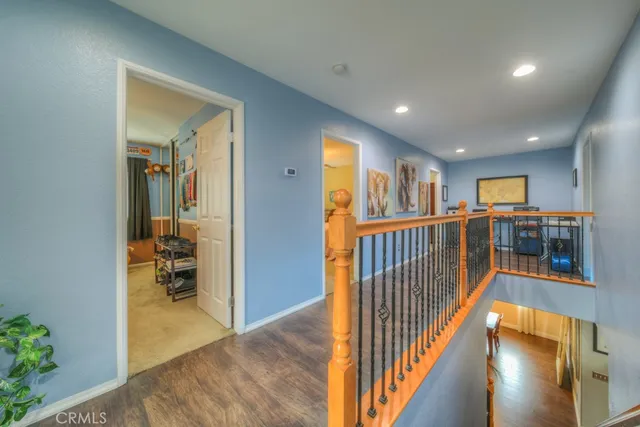 a view of a hallway with workspace