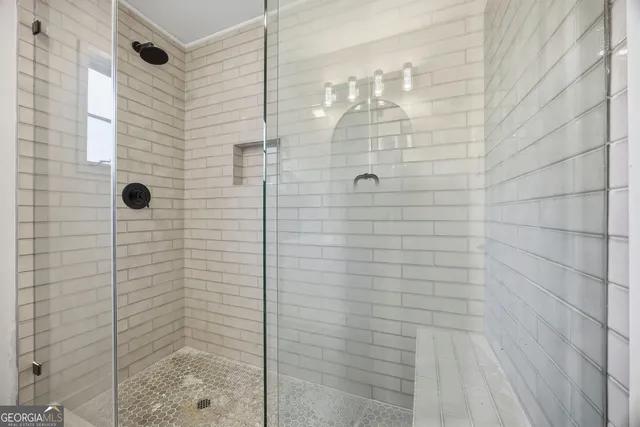 a bathroom with a shower