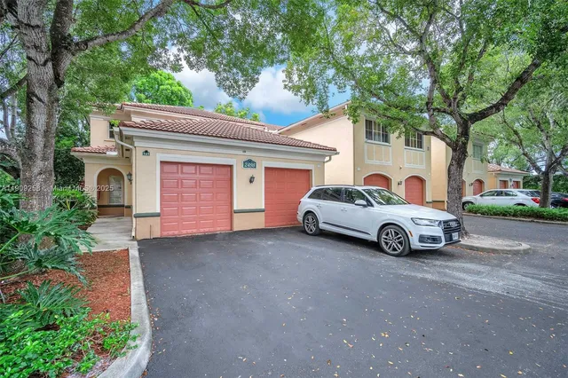 a view of a car in front of a house