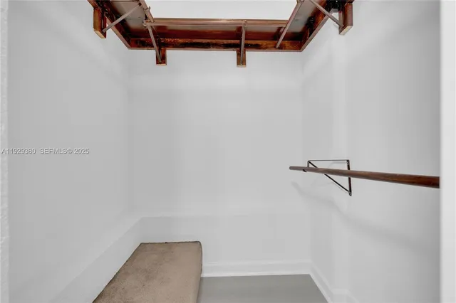 a view of a room with racks on the wall