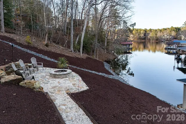 a view of a lake with a house