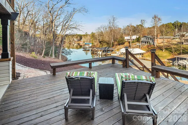 a view of a balcony with chairs
