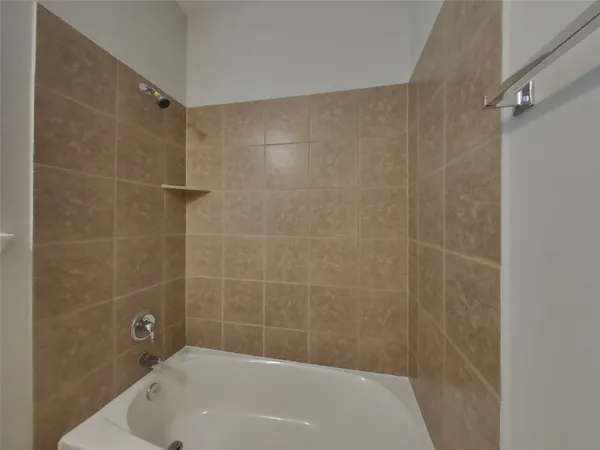 a bathroom with a bathtub