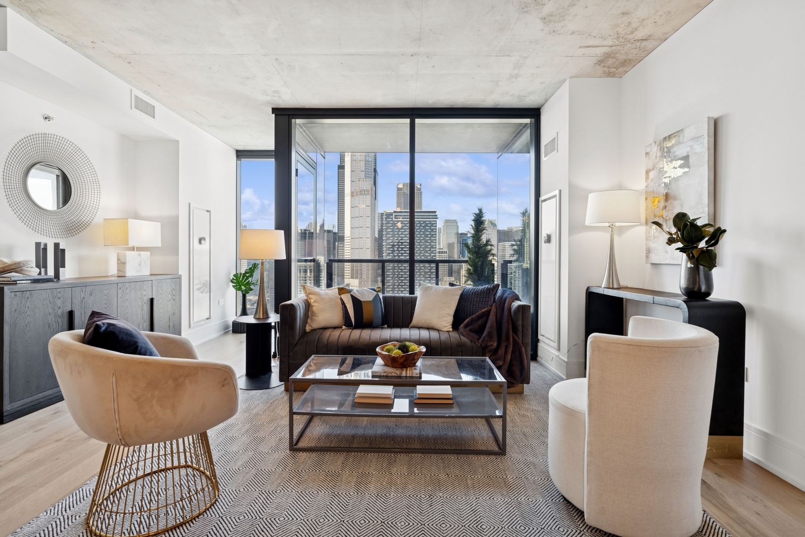 234 West Polk Street, Unit 3510 Chicago, IL 60607 - Photo 3 of 39 a living room with furniture and a large window