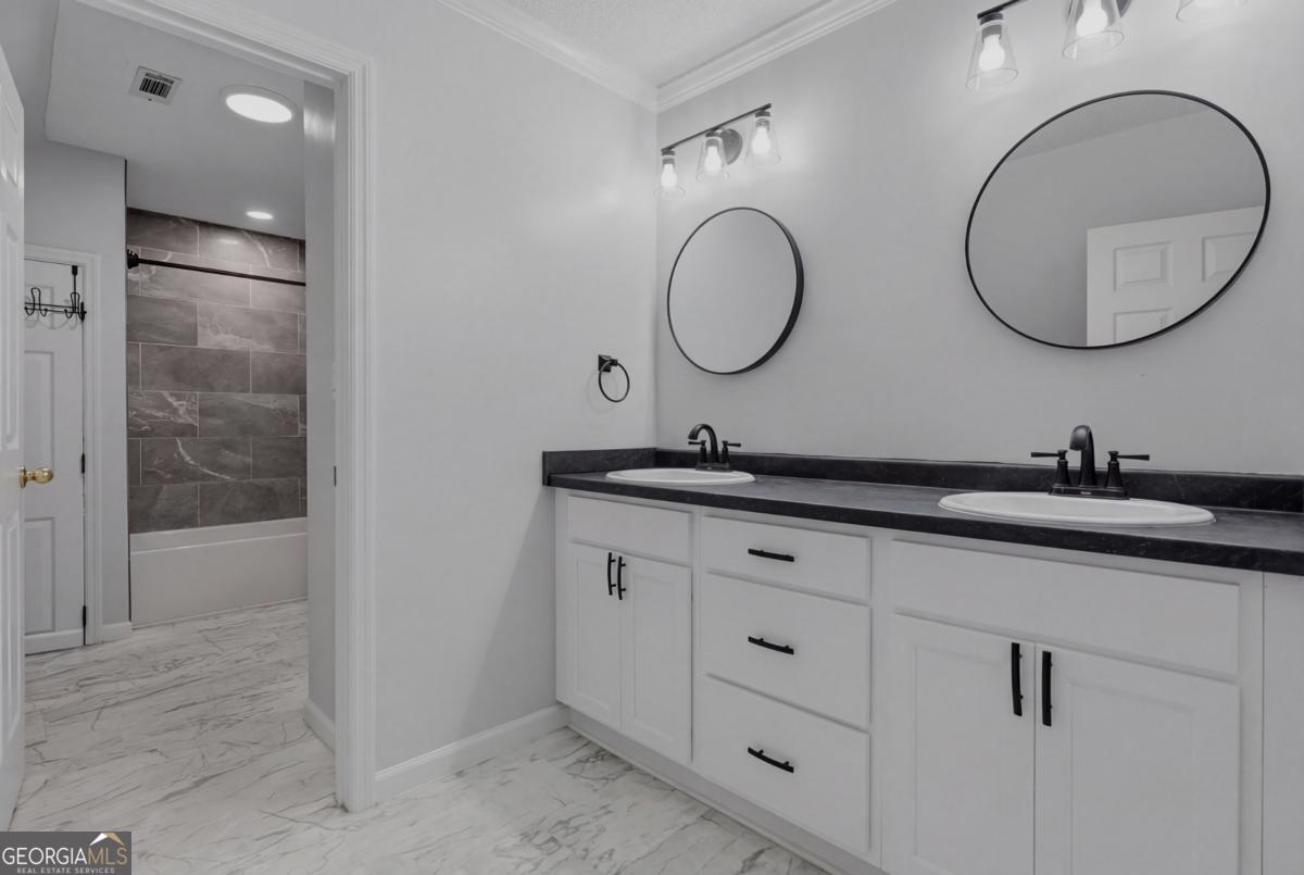 2811 Lullwater Road Tifton, GA 31794 - Photo 39 of 64 a bathroom with a double vanity sink and a mirror
