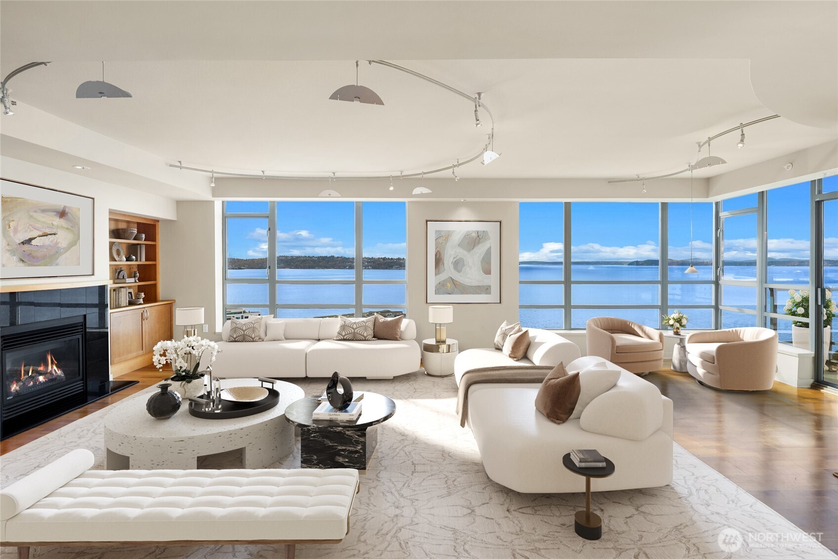2929 1st Avenue, Unit 1200 Seattle, WA 98121 - Photo 1 of 23 a living room with furniture and a fireplace