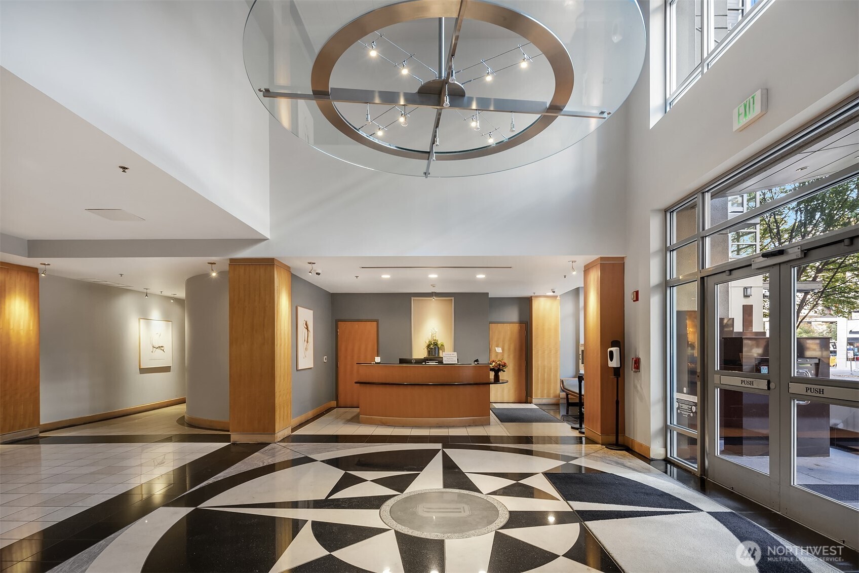 2929 1st Avenue, Unit 1200 Seattle, WA 98121 - Photo 16 of 23 a view of a lobby with black and white walls
