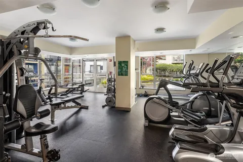 a view of a room with gym equipment