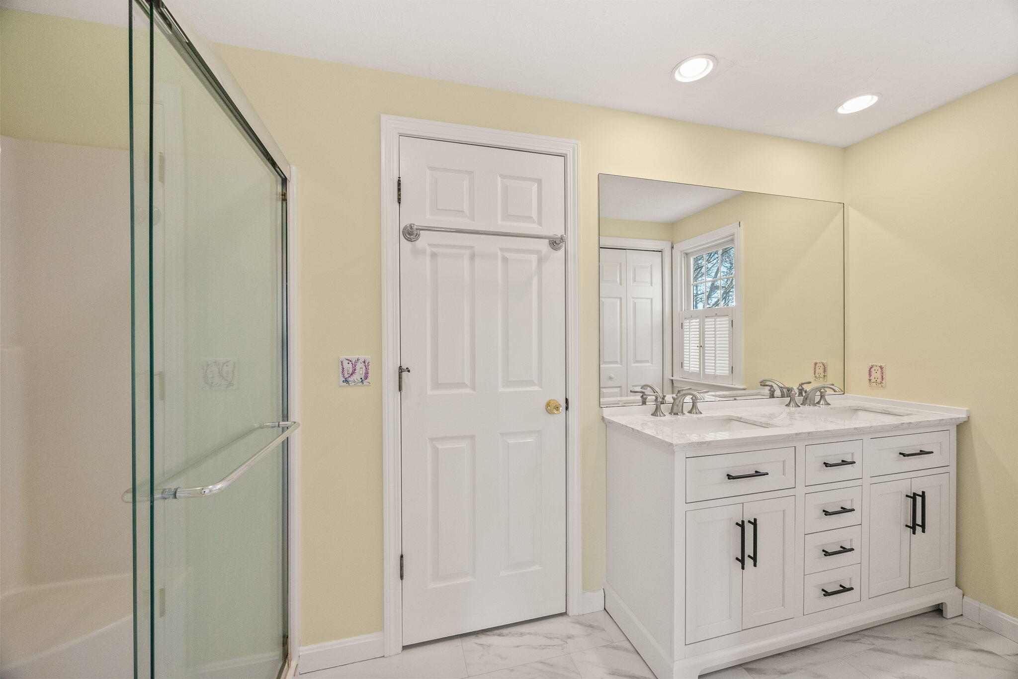 84 Middle Road South Chatham, MA 02659 - Photo 21 of 48 a bathroom with a granite countertop sink a mirror and a