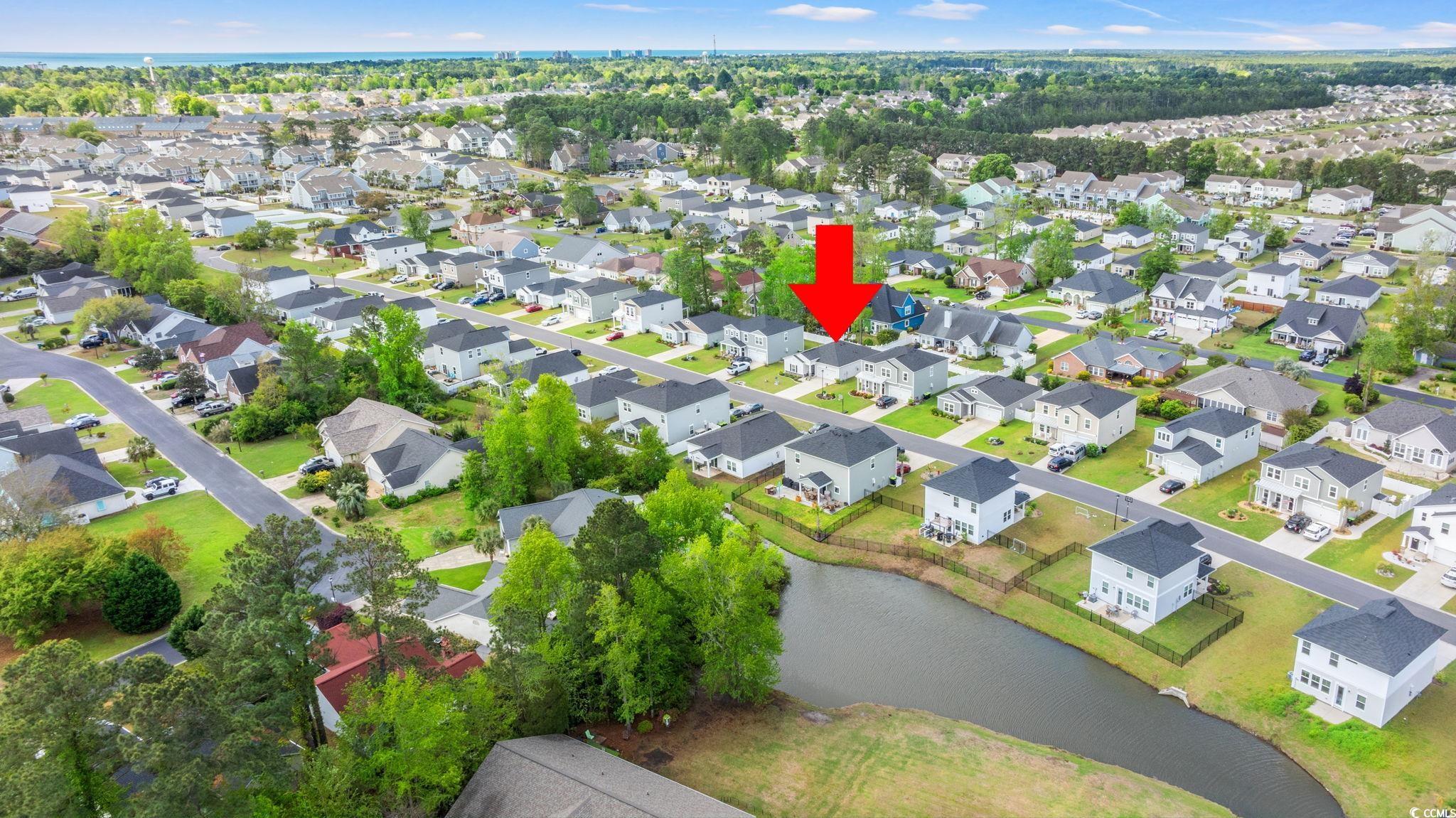 155 Marsh Deer Place Surfside Beach, SC 29575 - Photo 29 of 35 Birds eye view of property with a water view and a residential view