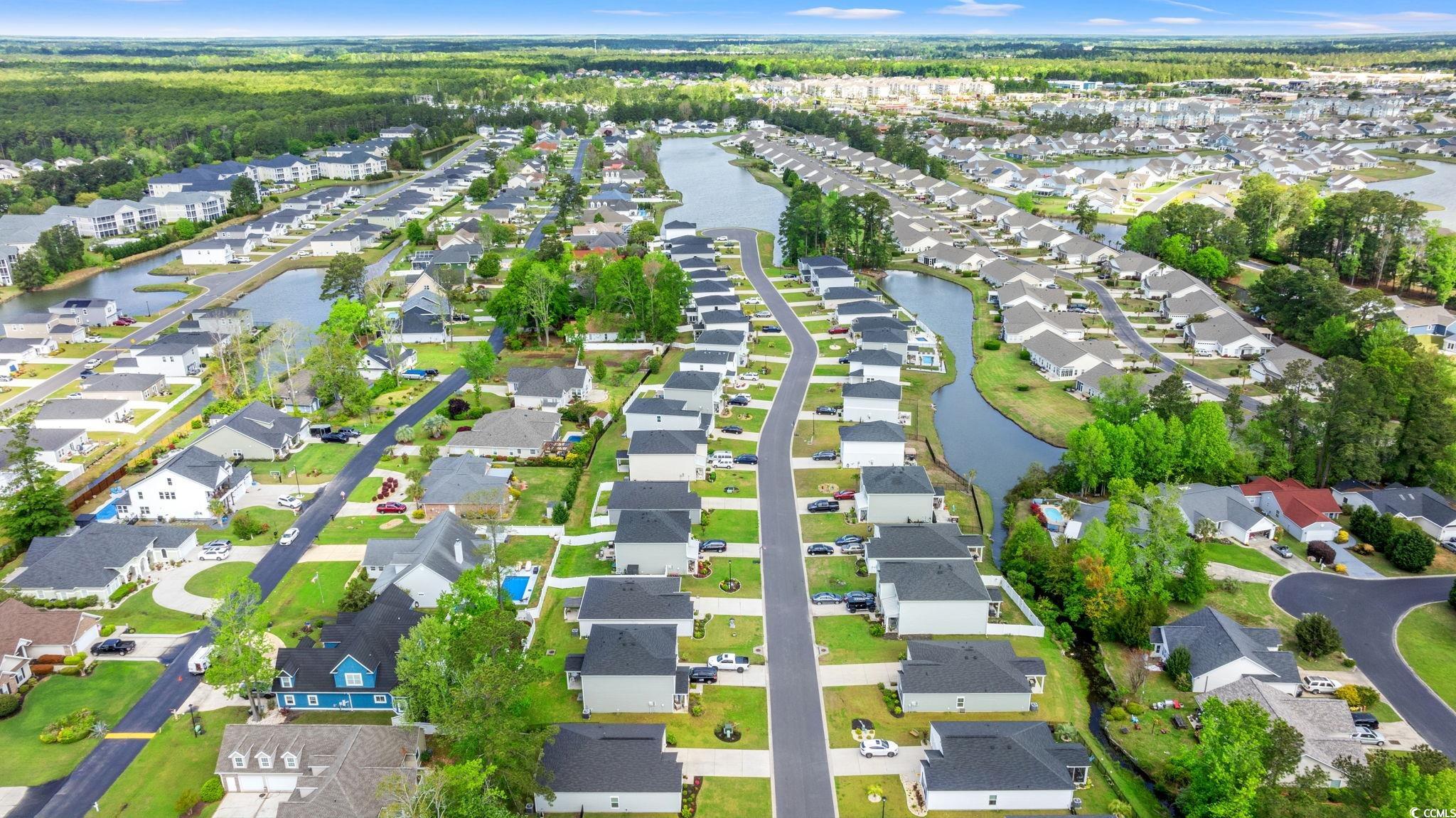 155 Marsh Deer Place Surfside Beach, SC 29575 - Photo 34 of 35 Drone / aerial view featuring a water view and a residential view