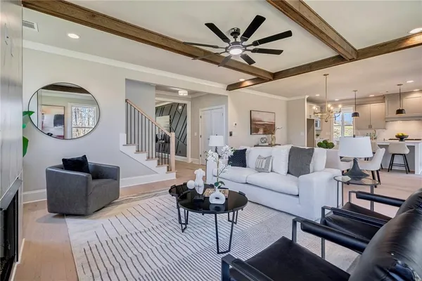 a living room with furniture