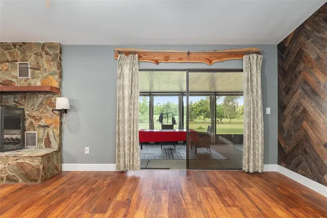 a dining room with furniture