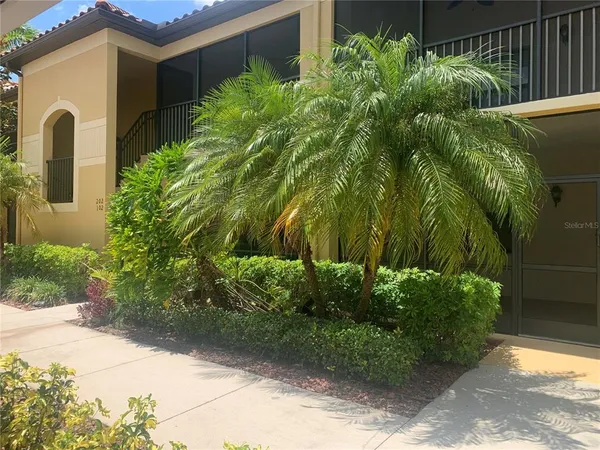 a couple of plants in front of yellow house