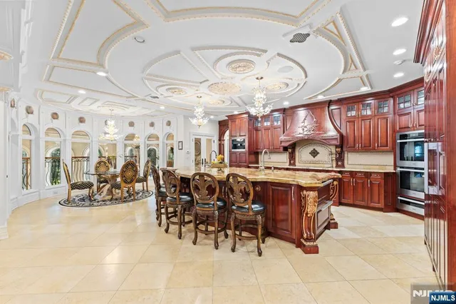 a large room with lots of wooden furniture