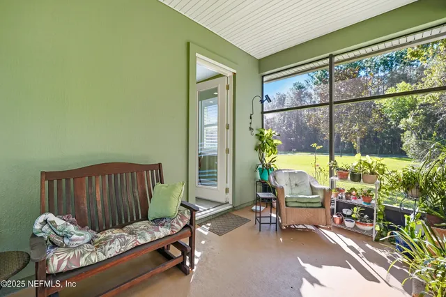 an aerial view of a house with a garden