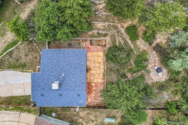 an aerial view of a house
