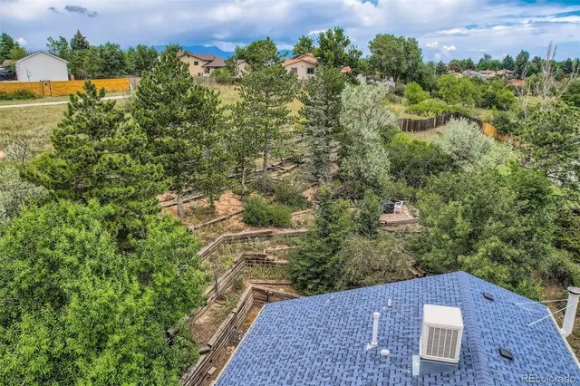 an aerial view of a house