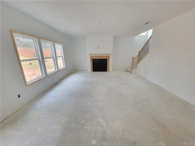 an empty room with windows