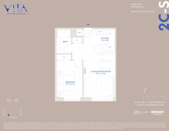 $1,150,000 | 401 West 37th Street, Unit 2CS | Hudson Yards