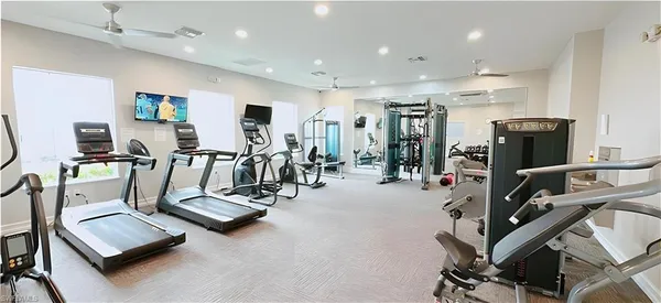a view of a room with gym equipment