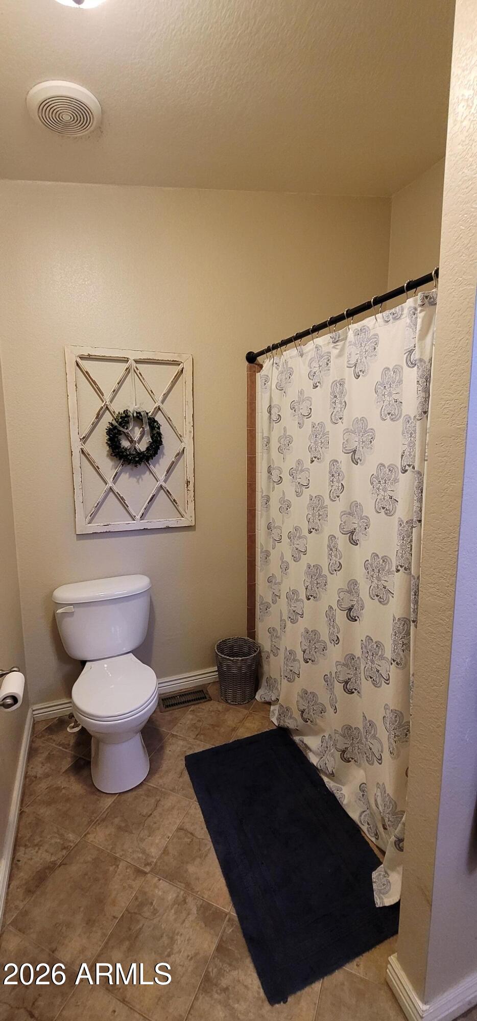 112 East Pine Street Payson, AZ 85541 - Photo 33 of 58 a bathroom with a toilet and a shower curtain
