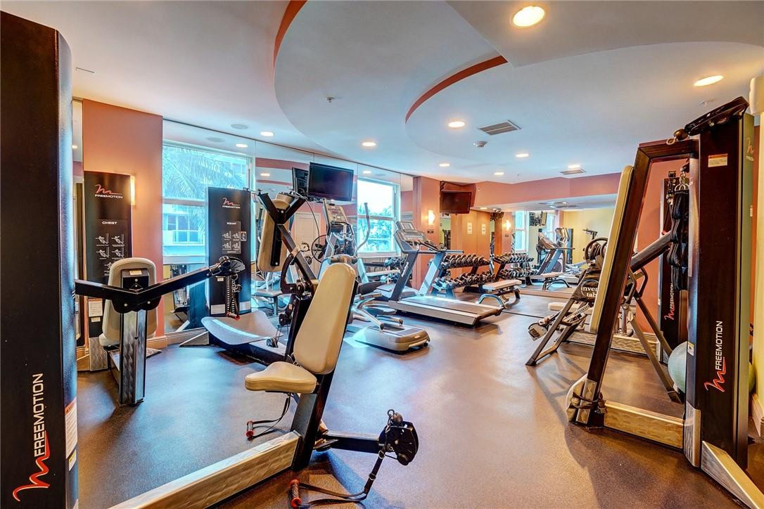 9201 Collins Avenue, Unit 326 Surfside, FL 33154 - Photo 34 of 41 a view of a room with gym equipment