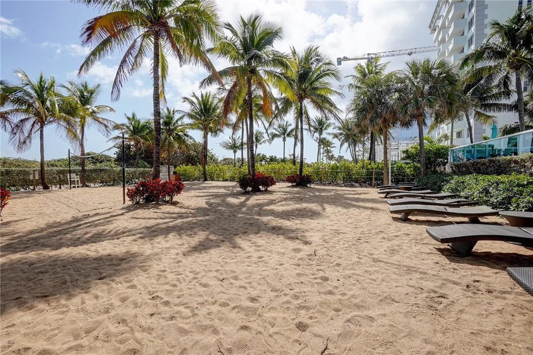 9201 Collins Avenue, Unit 326 Surfside, FL 33154 - Photo 39 of 41 a row of palm trees on a beach with a yard