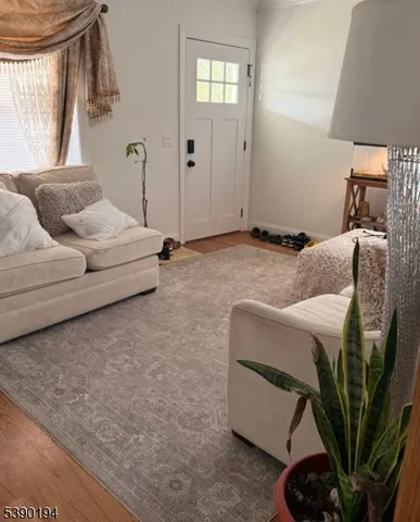 a bedroom with furniture and a potted plant