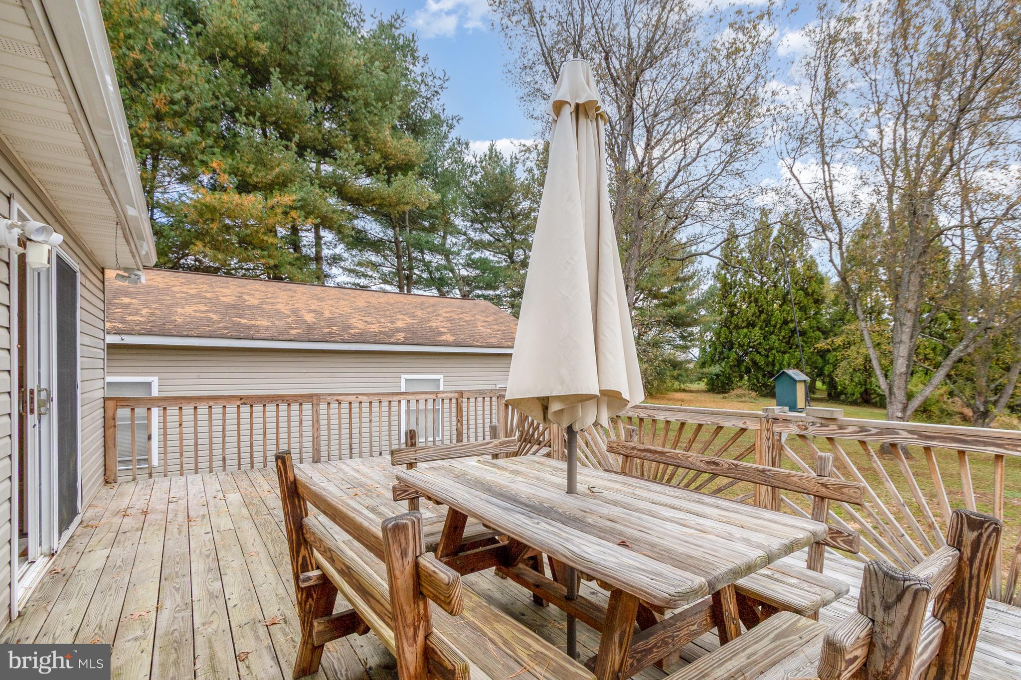 21 Country Lane Colora, MD 21917 - Photo 34 of 68 a roof deck with a dining table and chairs with wooden floor and fence