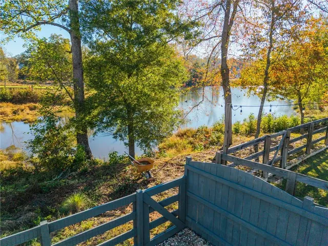 a view of a wooden street from a balcony