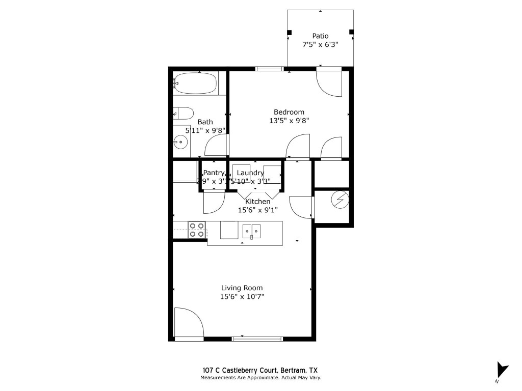 107 Castleberry Court, Unit C Bertram, TX 78605 - Photo 14 of 14 a picture of a book and a bed