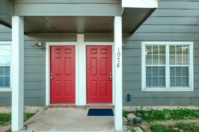 a house with red door