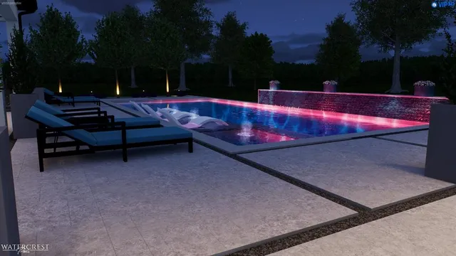 a view of a backyard with sitting area