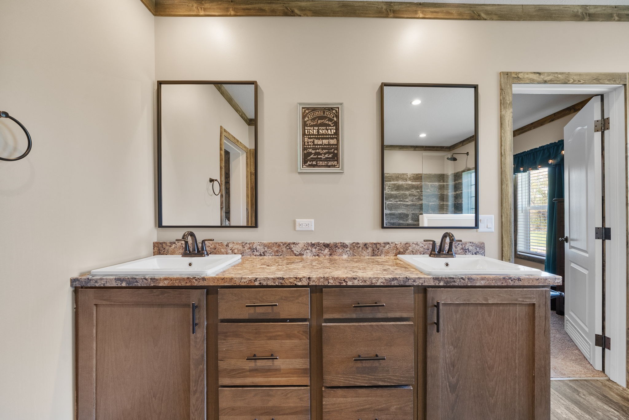 164 Meredith Lane Guthrie, KY 42234 - Photo 28 of 57 a bathroom with a granite countertop sink and a mirror