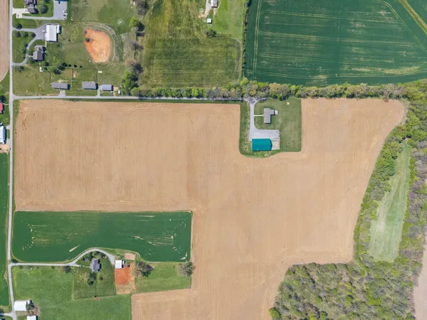 an aerial view of a house
