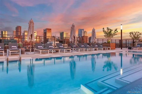 a view of a lake with city