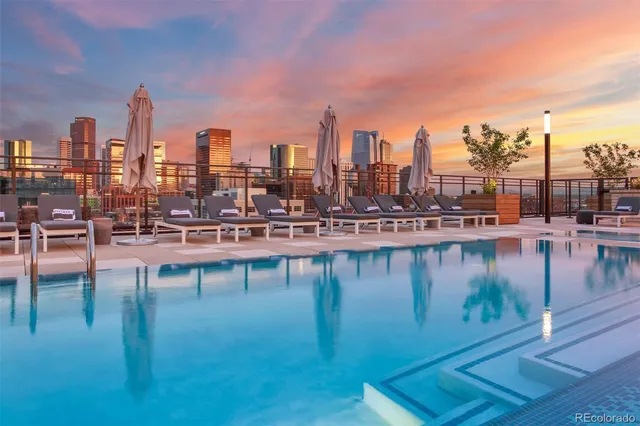 a view of a lake with city